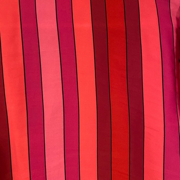Express Pink & Red Striped Silky Blouse w/ Tie - Picture 3 of 4